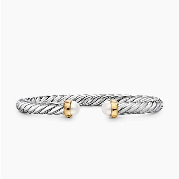 David Yurman Jewelry - David Yurman Silver Bracelet with Gold and Pearl Accents